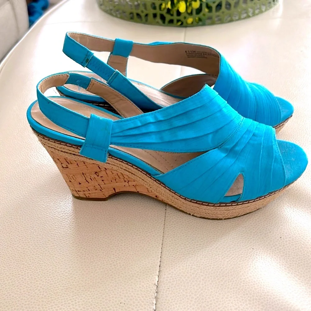 Naturalizer N5 Comfort LULIANNA Wedge 8.5 Turquoise Espadrille Sandal